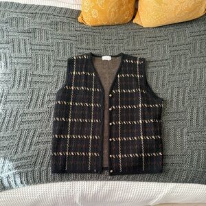Women's Black and Brown Plaid Sweater Vest